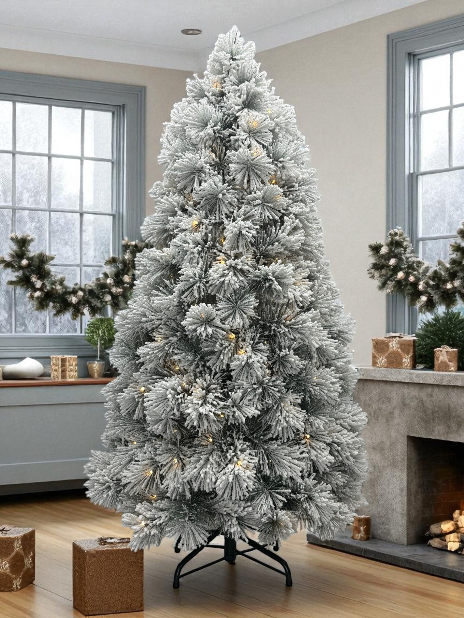 XMS-Trees Kunstkerstboom Fairbanks H180 x Ø94 cm - inclusief LED - met besneeuwde takken - Brandvertragend XMS-Trees Kunstkerstboom Fairbanks H180 x Ø94 cm - inclusief LED - met besneeuwde takken - Brandvertragend