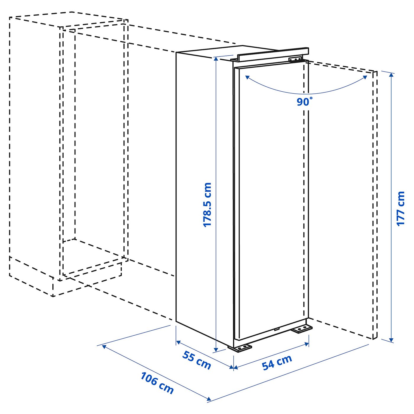 IKEA Inbouw Koelkast FORSNÄS 80572986 Wit - Hoogte 178,5 cm