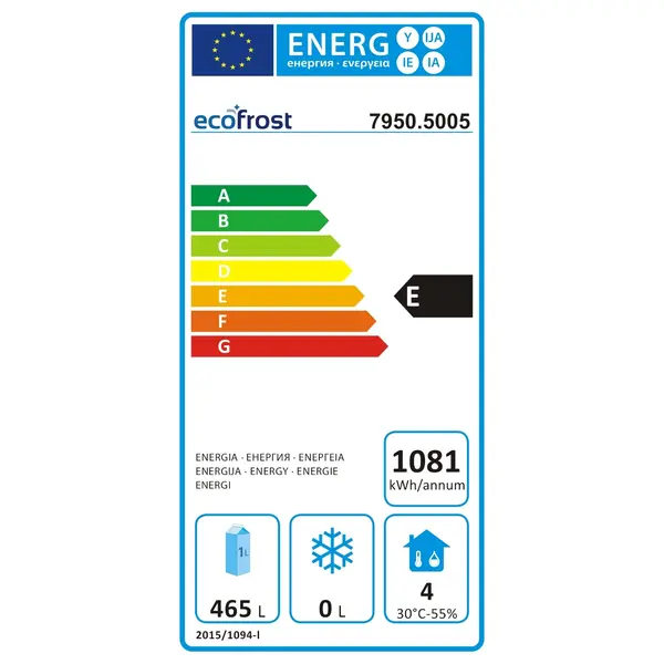 Ecofrost Koelkast 7950.5005 650L 2/1GN -2/+8°C 74x83x201cm Ecofrost Koelkast 7950.5005 650L 2/1GN -2/+8°C 74x83x201cm