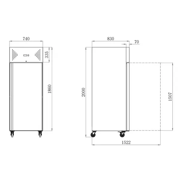 Ecofrost Koelkast 7950.5005 650L 2/1GN -2/+8°C 74x83x201cm Ecofrost Koelkast 7950.5005 650L 2/1GN -2/+8°C 74x83x201cm