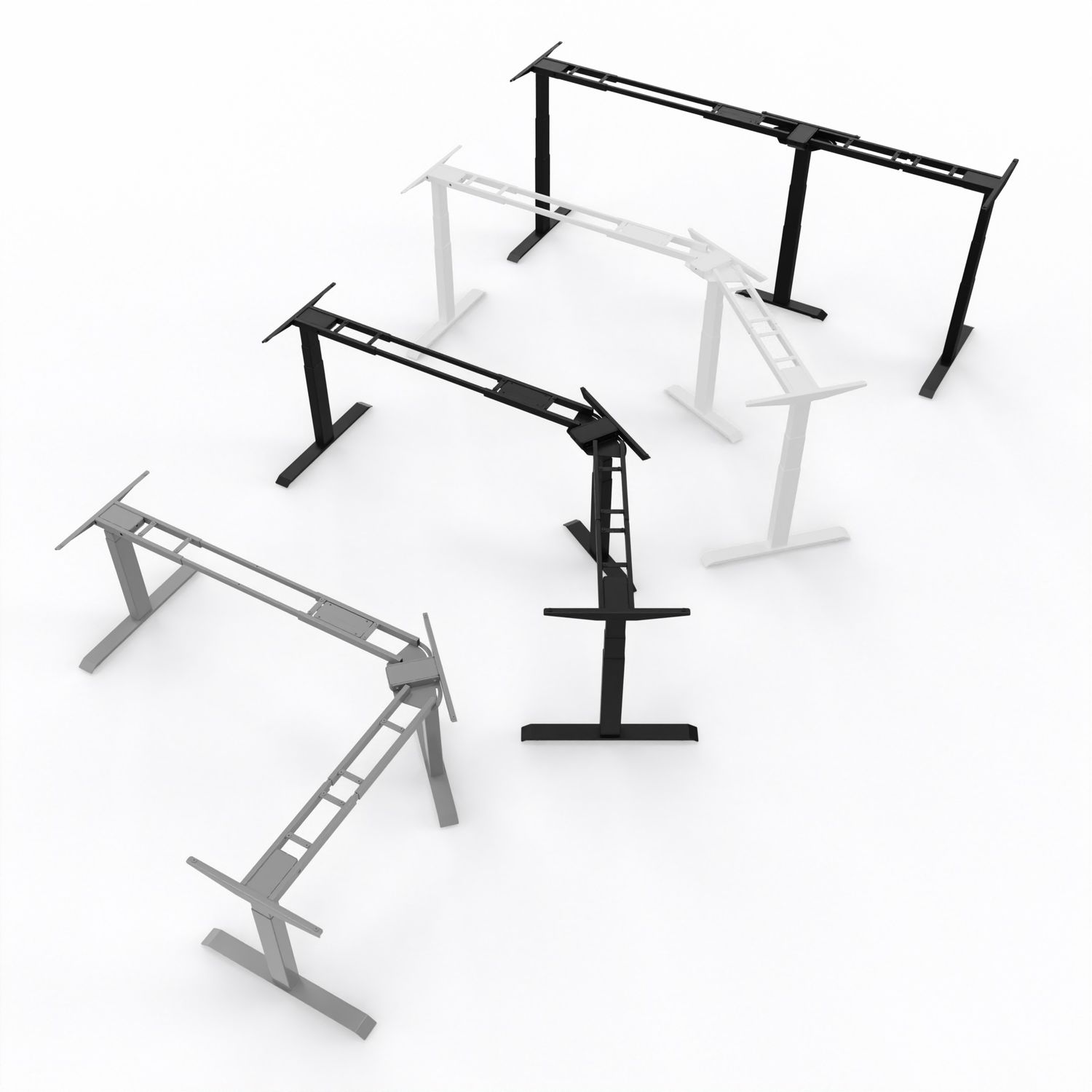 PROFI-Gestell der Serie "wosVARIO“: Elektrisch höhenverstellbares Winkel-Tischgestell mit einstellbarem Winkel von 90° bis 180° - TÜV + GS - 130 kg Hubkraft