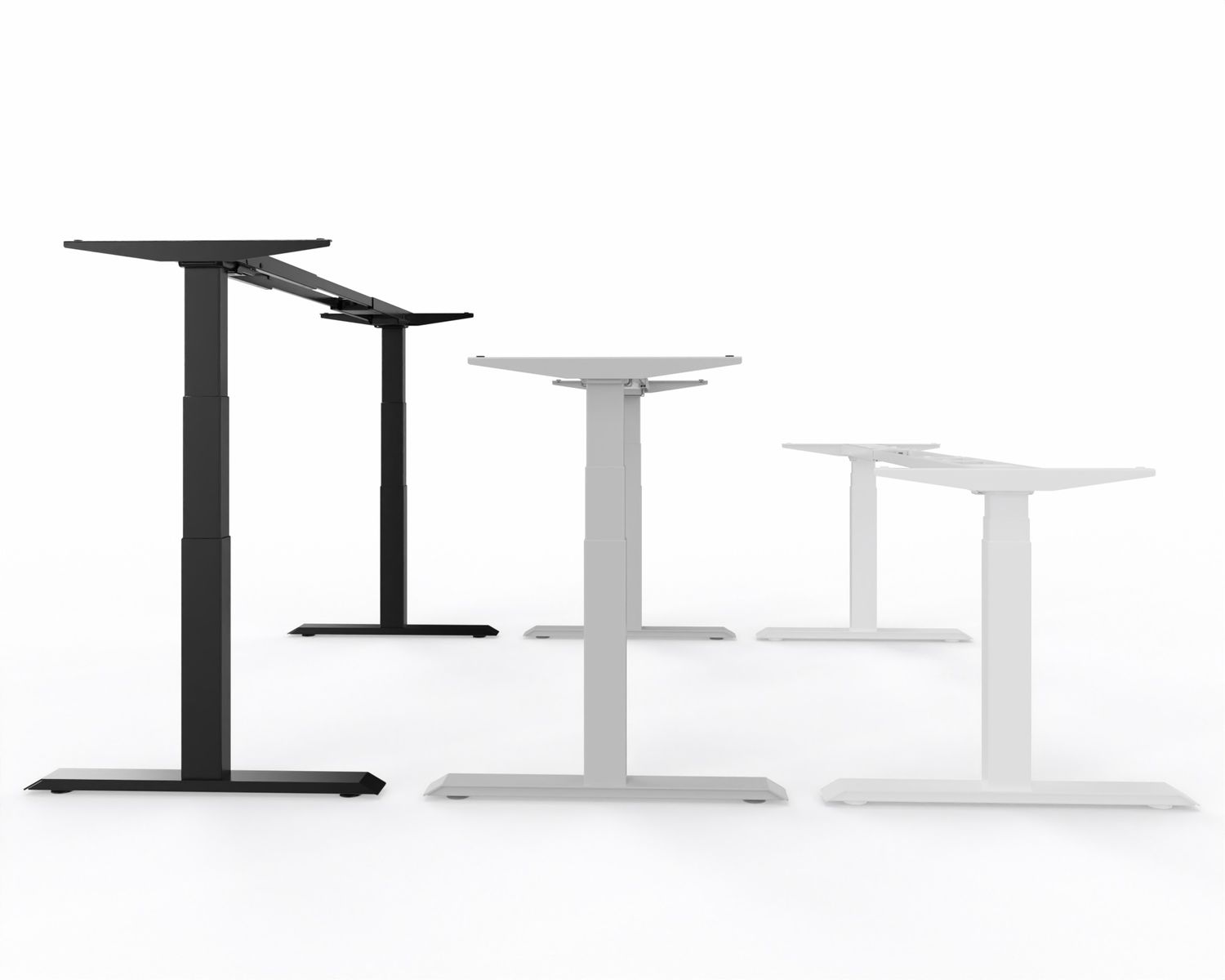 Schreibtischgestell - losVARIO - elektrisch höhenverstellbar - Schnellmontagesystem - Höhe: 620-1260 mm (50 mm pro Sekunde) - Breite: 1380-1980 mm - Auf/Ab Taster mit Höhenanzeige - Tragkraft 100 kg