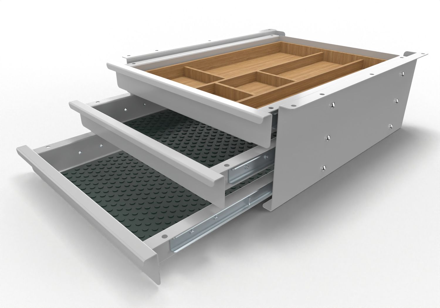 COMO - Schubladenbox Tri Grip – Ihre platzsparende Unterbauschublade mit drei Fächern