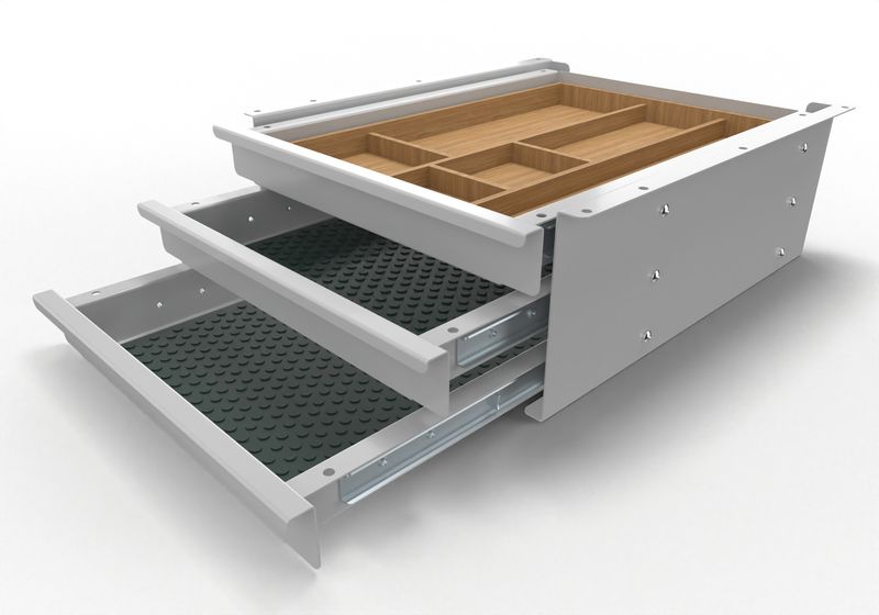 COMO - Schubladenbox Tri Grip – Ihre platzsparende Unterbauschublade mit drei Fächern COMO - Schubladenbox Tri Grip – Ihre platzsparende Unterbauschublade mit drei Fächern