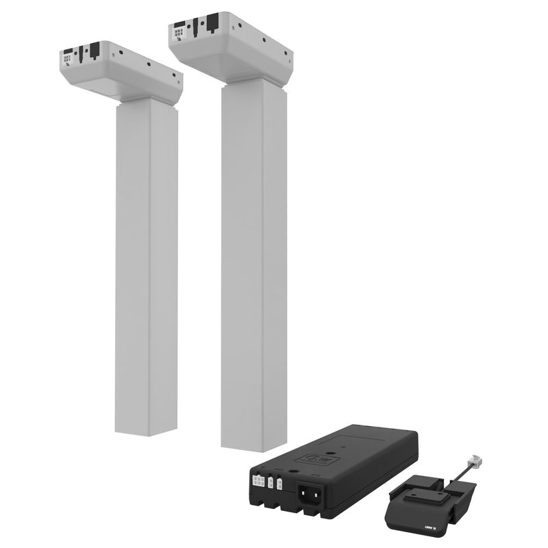 LINAK DL19 Plus - elektrisch höhenverstellbares Hubsäulen Set mit High Speed - 80 mm/Sekunde - 300 Watt Steuerung - Bedienelement - Kollisions-Sensor- Befestigung