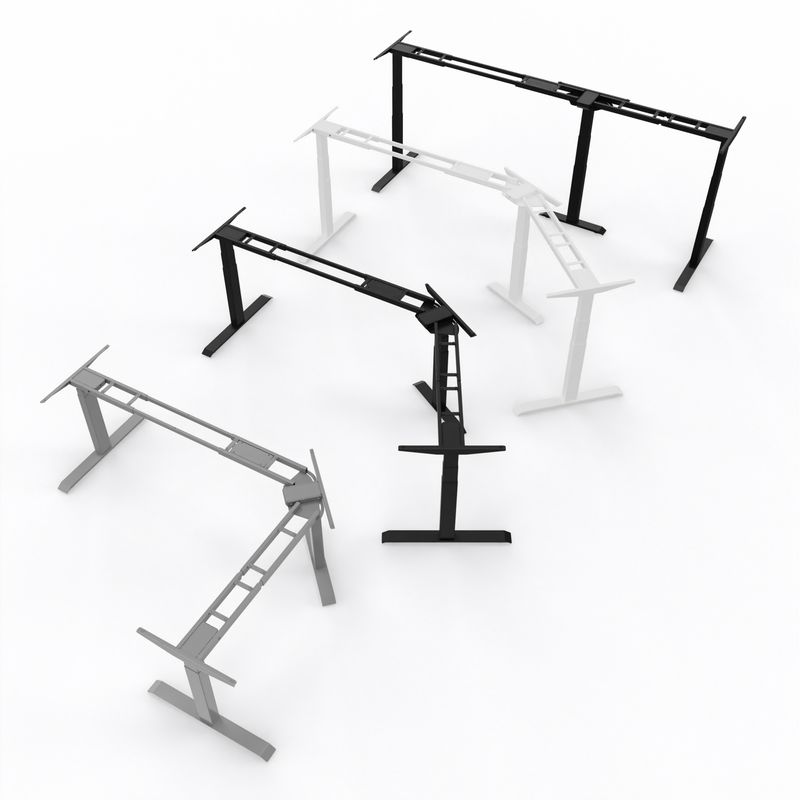 PROFI-Gestell der Serie COMO2flexx-W - Elektrisch höhenverstellbares Winkel-Tischgestell mit einstellbarem Winkel von 90° bis 180° - TÜV + GS* - 130 kg Hubkraft