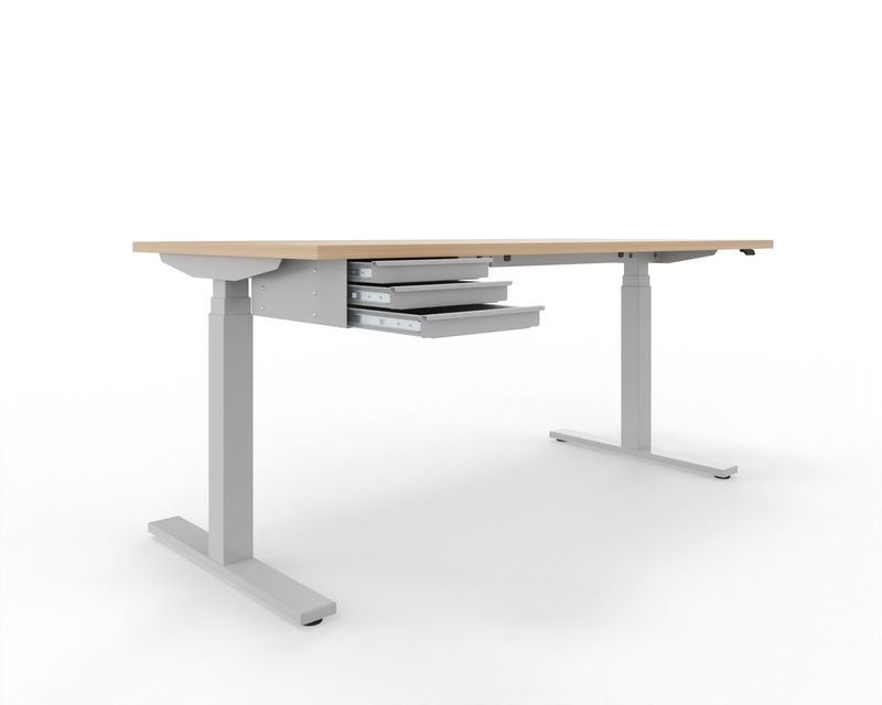 Bundle: comoAIRR elektrisch höhenverstellbares Tischgestell + Unterbauschublade TRI GRIP (3-fach) — VE: 5 Sets