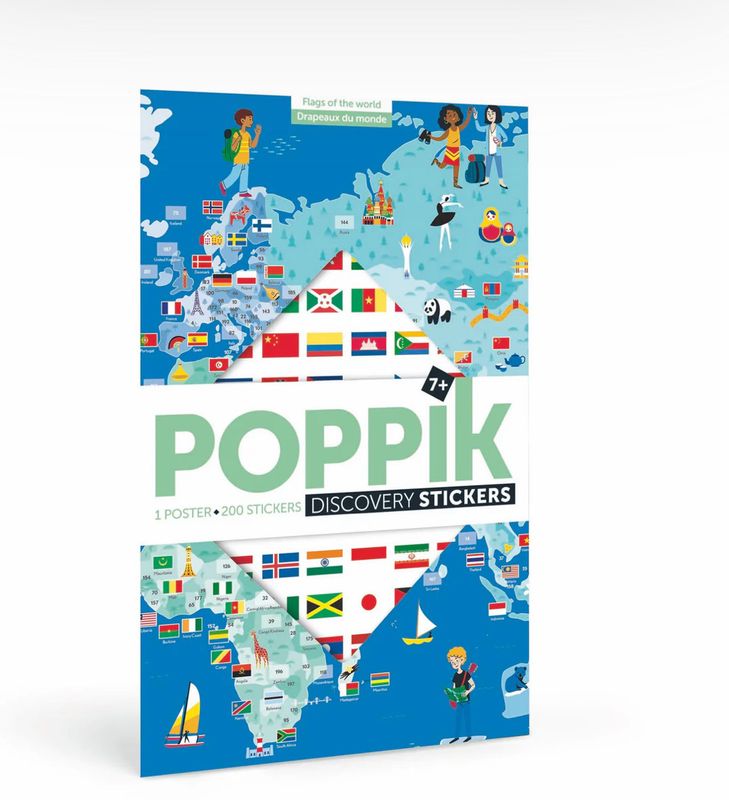 Μεγάλο Πόστερ με 200 αυτοκόλλητα – Σημαίες του Κόσμου