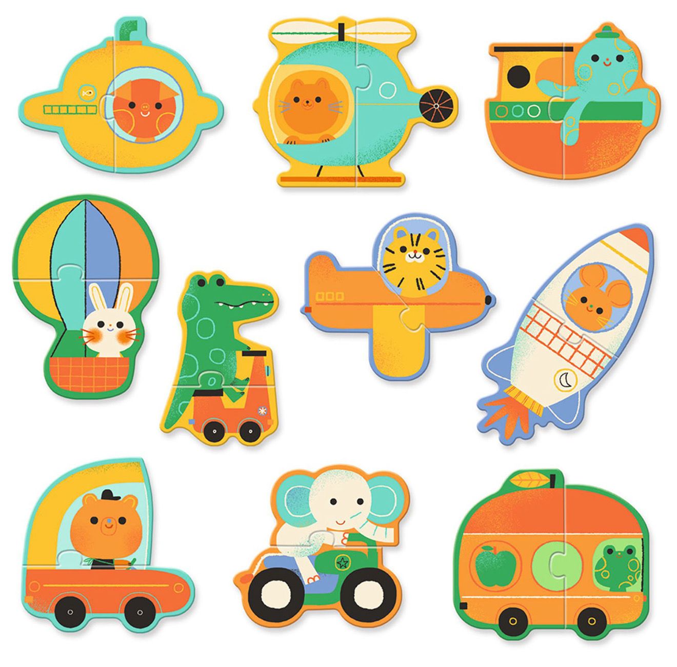 Μεταφορικά Μέσα Παζλ Δύο Κομματιών