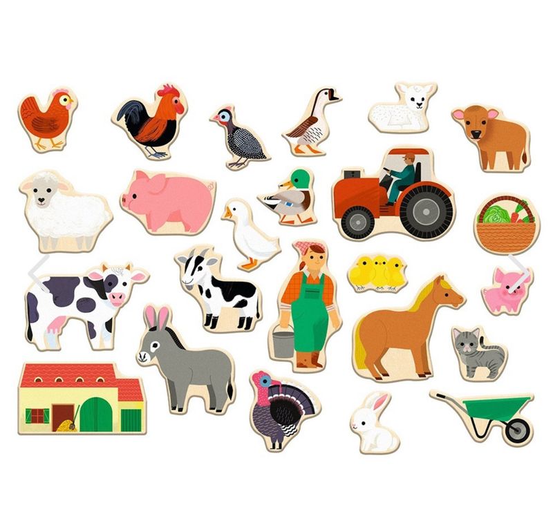 Ξυλίνα Μαγνητάκια Ζωάκια Φάρμας