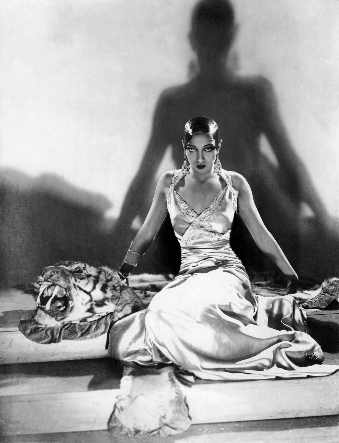 Josephine Baker on a Tiger Rug in 1925 by William Gottlieb