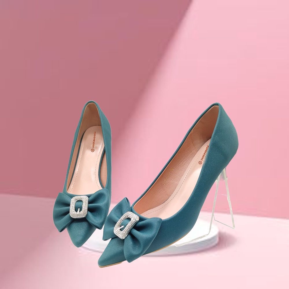 Jootavoota Women Comfortable Heel Ballerina (C18-527), Colour: Green, Size: 36