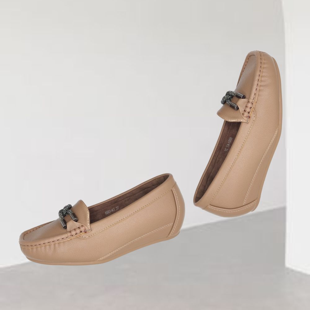 Jootavoota Women Comfortable Wedges Ballerina (8851-K1), Size: 36, Colour: Khakhi