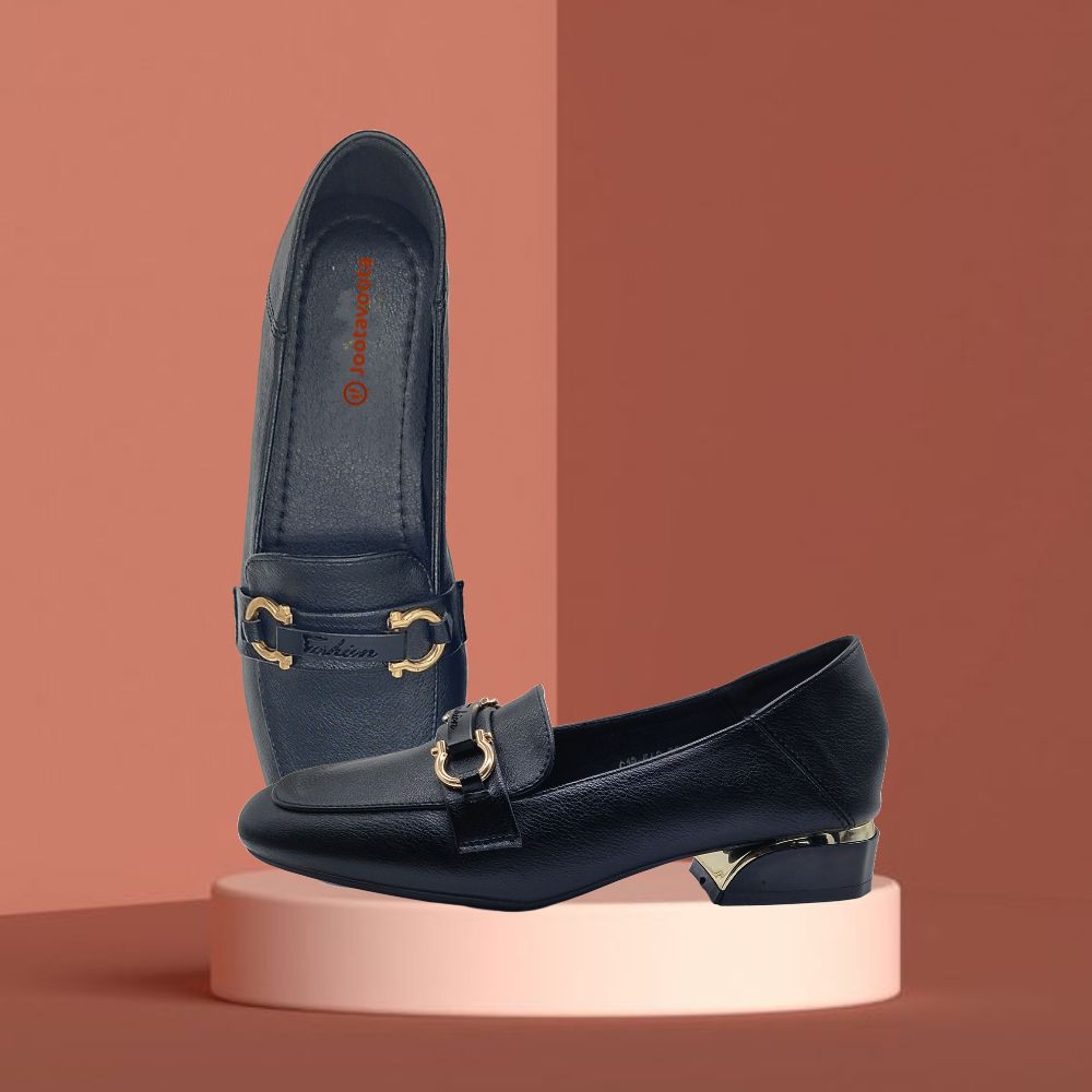 Jootavoota Women Comfortable Heel Loafer (C18-550), Size: 36, Colour: Black