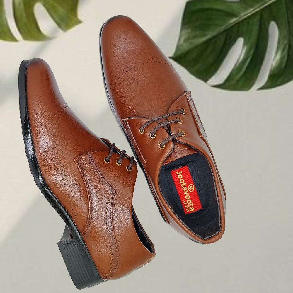 Jootavoota Men Memory Foam Derby Shoes (K25), Colour: Tan, Size: 6