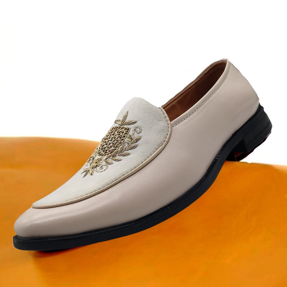 Jootavoota Men Comfortable Partywear Loafer (0073), Size: 6, Colour: Cream