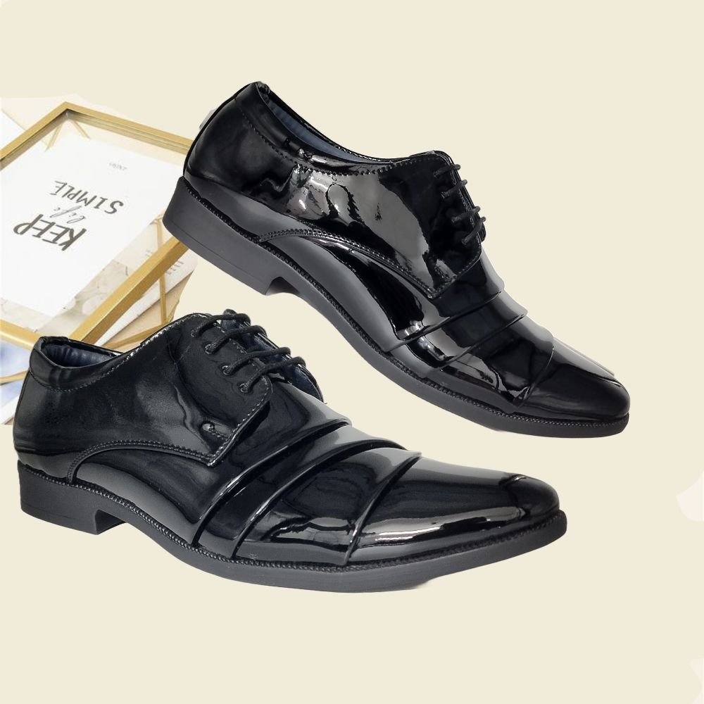 Jootavoota Men Patent Derby (3303), Size: 6, Color: Black