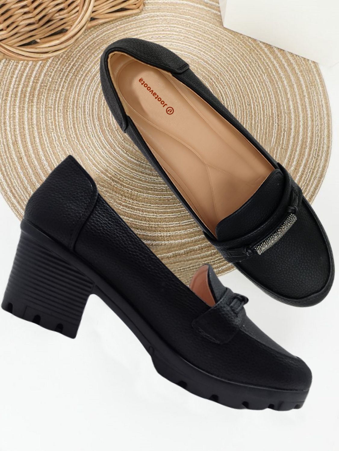 Jootavoota Women Comfortable Heel Ballerina (2015-101), Color: Black, Size: 36