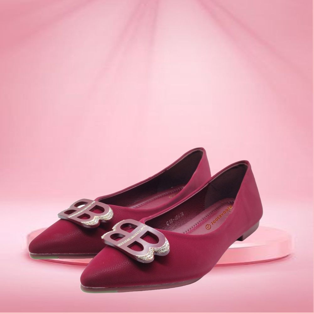 Jootavoota Women Comfortable Flat Ballerina (C18-486), Colour: Maroon, Size: 36