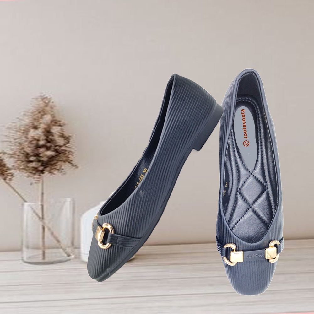 Jootavoota Women Comfortable Flat Ballerina (C18-483), Colour: Black, Size: 36