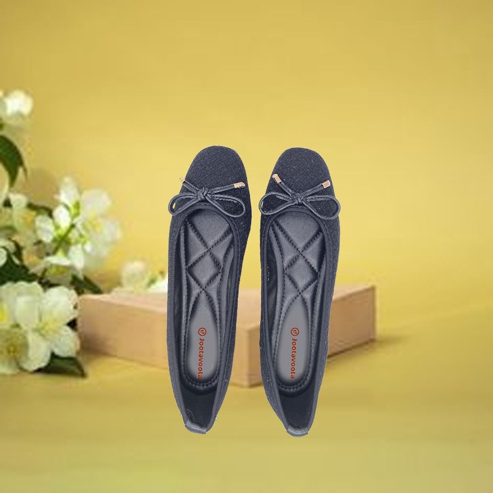 Jootavoota Women Comfortable Flat Ballerina (C10-87), Colour: Black, Size: 36