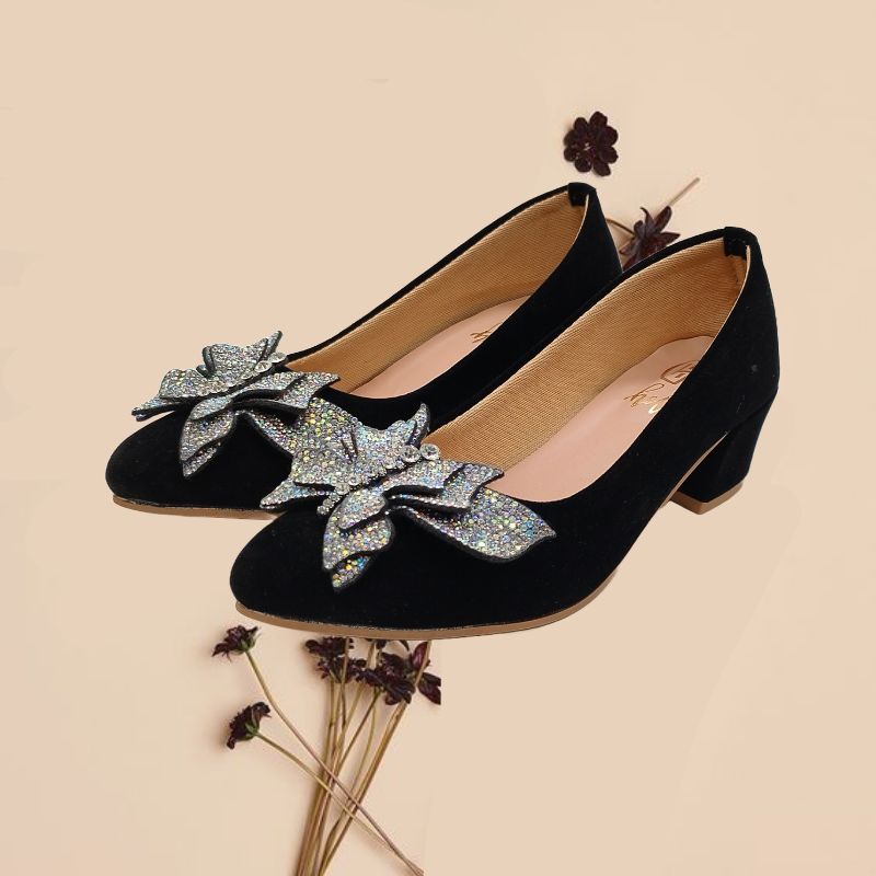 Jootavoota Kids Heel Balllerina (ZAP-866), Colour: Black, Size: 1