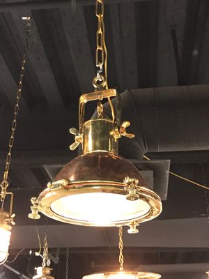 Replica Nautical Marine Smooth Copper &amp; Brass Ceiling Pendant Mount Light