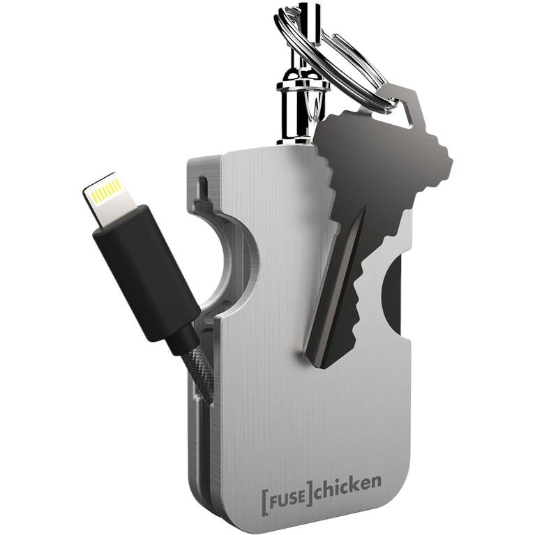 PORTE-CLÉ / FIL DE CHARGE LIGHTNING DE VOYAGE EN ARGENT