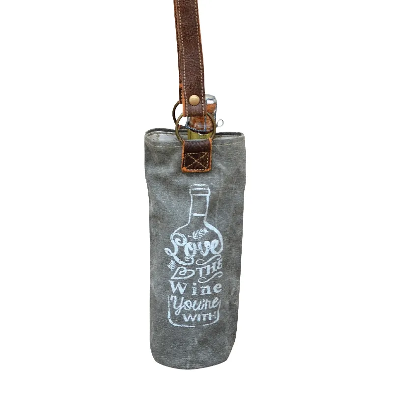 SAC PORTE BOUTEILLE DE VIN &quot;LOVE THE WINE YOU&#39;RE WITH&quot;