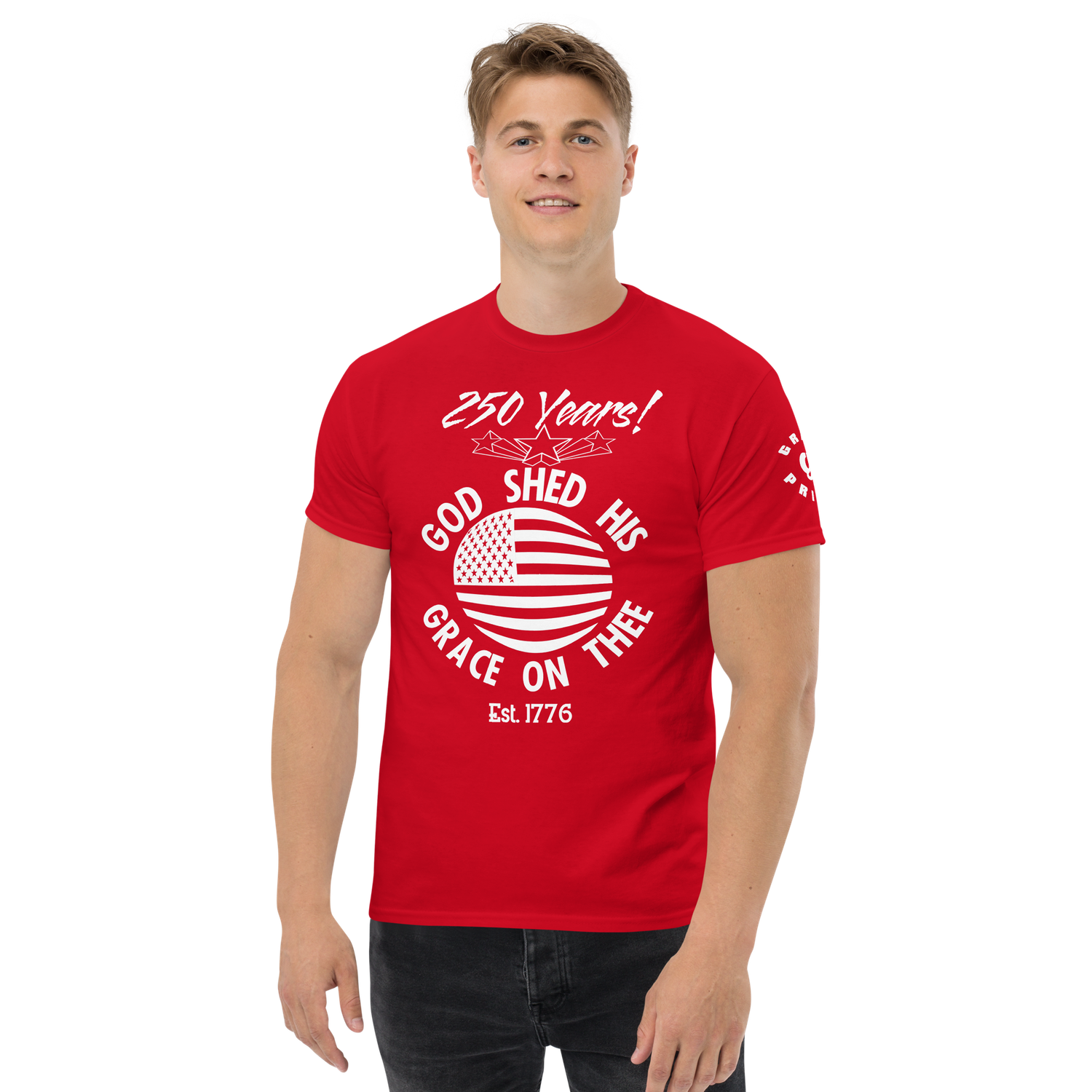 USA 250 Years, God Shed His Grace On Thee / Unisex T-Shirt / Gildan 5000 / Short Sleeve