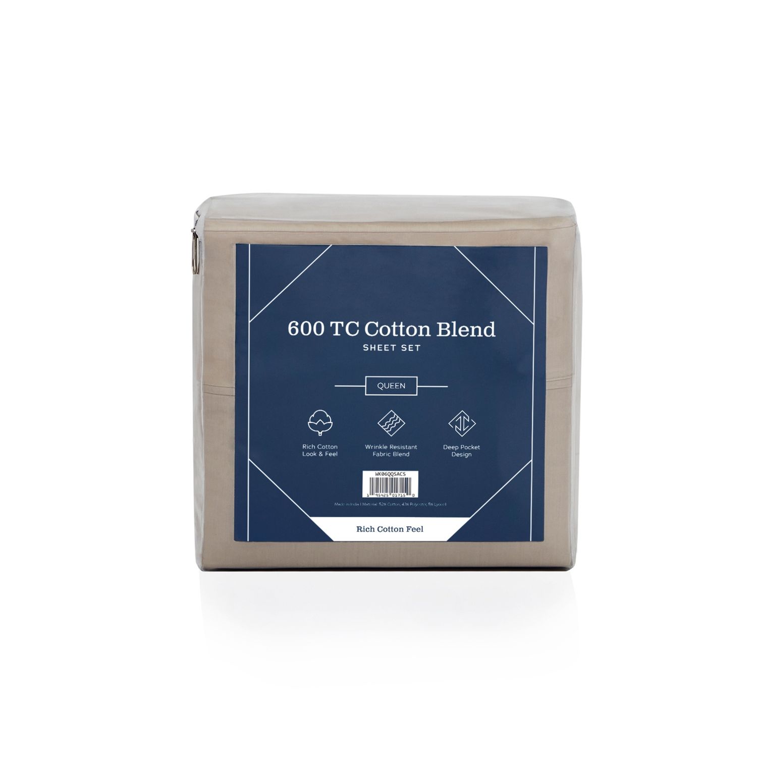 Weekender 600TC Cotton Blend Sheet Set, Full, Size: Full, Colour: Sand