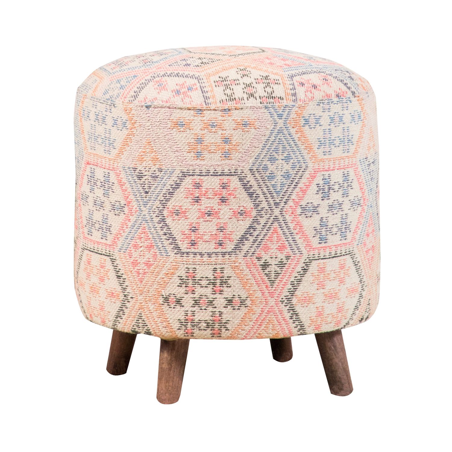 Naomi Pattern Round Accent Stool Multi-Color