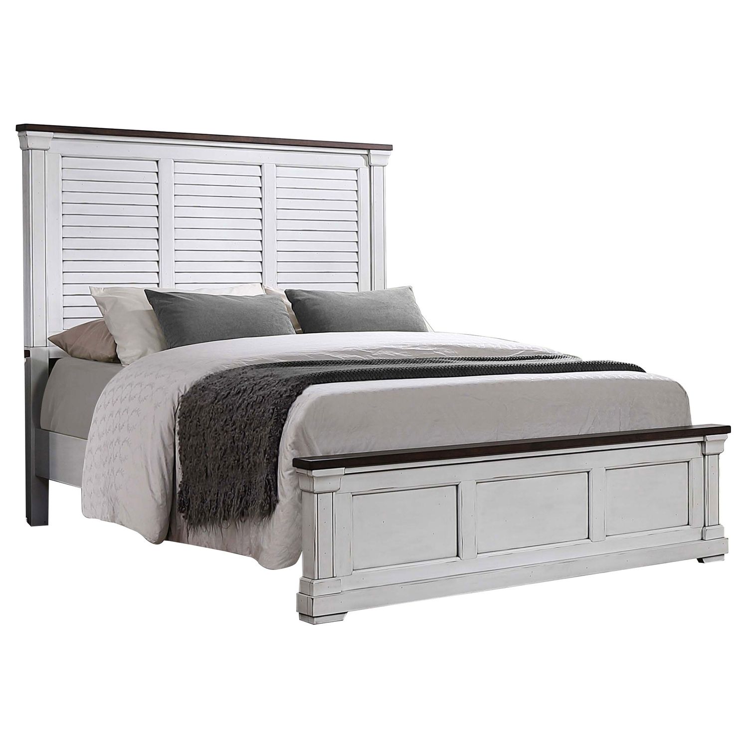Hillcrest Panel Bed White, Size: Queen