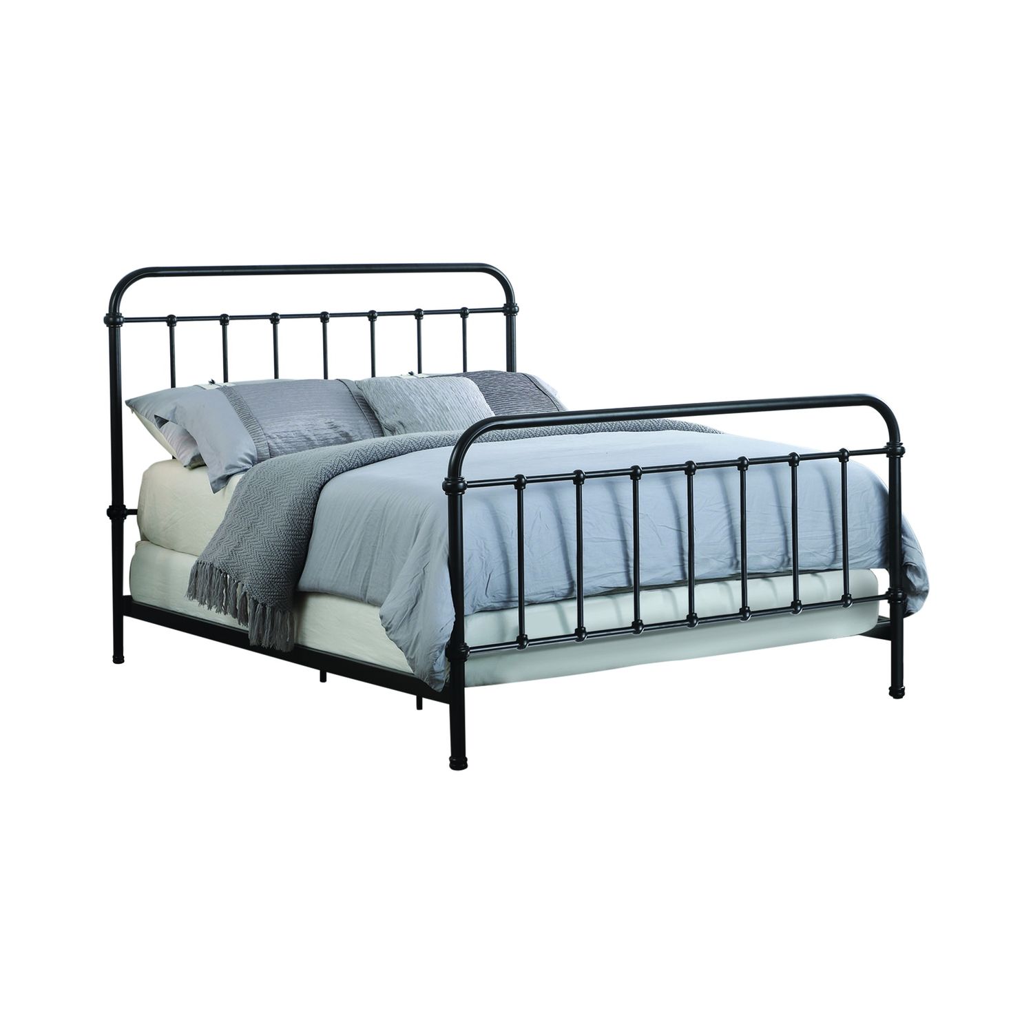 Livingston Panel Metal Bed Dark Bronze, Size: Queen