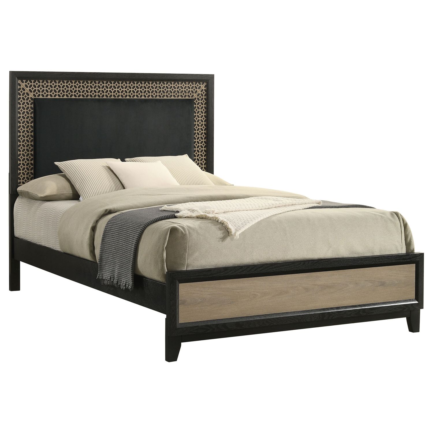 Valencia Bed Light Brown And Black, Size: King