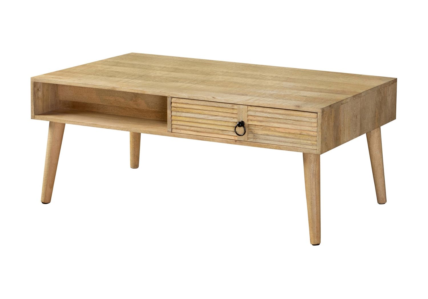 Zabel 1-Drawer Rectangular Mango Wood Coffee Table Natural