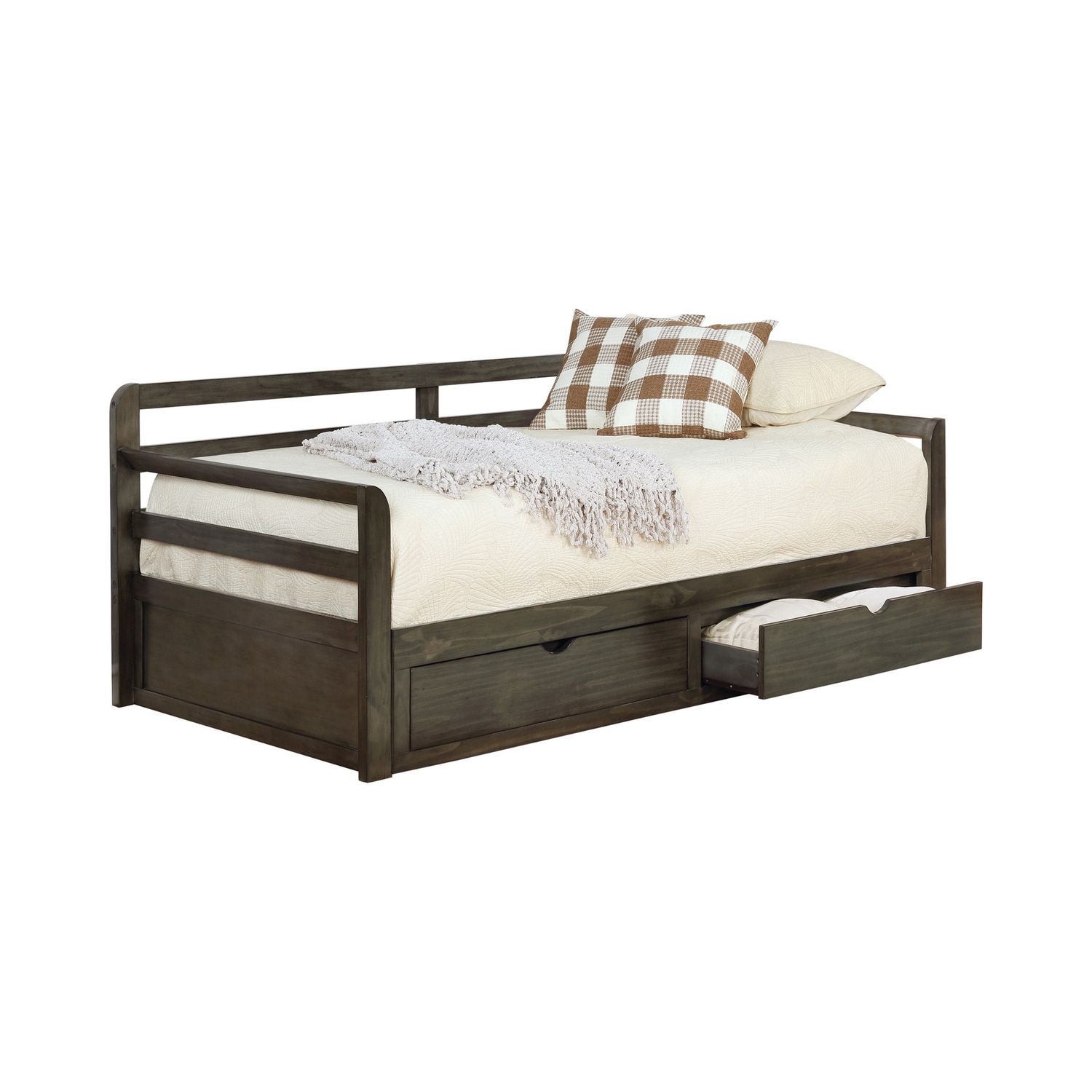 Sorrento 2-Drawer Twin XL Daybed With Extension Trundle Grey