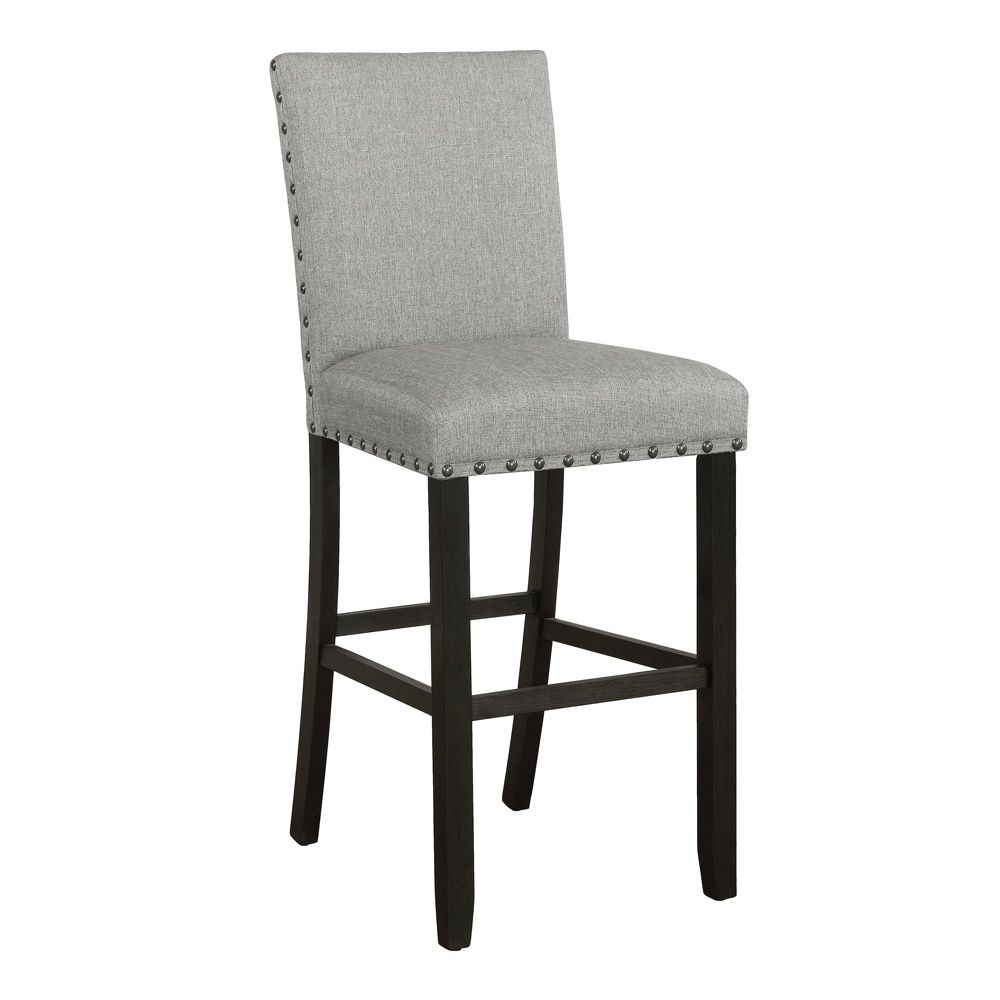 Kentfield Solid Back Upholstered Bar Stools Grey And Antique Noir (Set Of 2)
