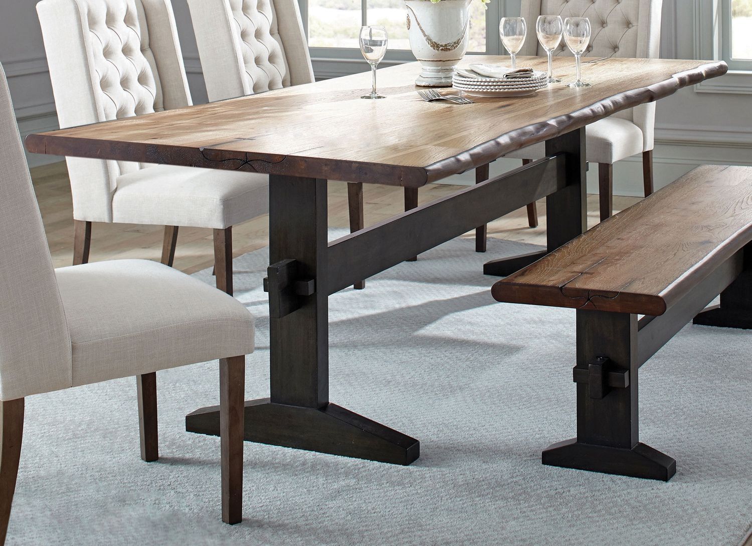 Bexley 90-Inch Live Edge Dining Table Natural Honey