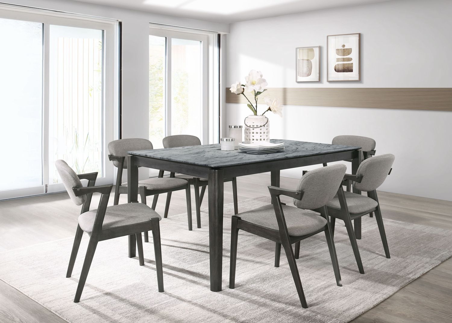 Stevie 5-Piece Rectangular Dining Table Grey And Black