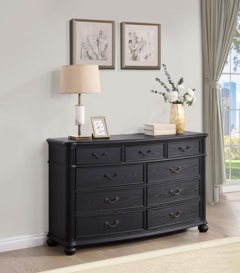 Celina 9-Drawer Bedroom Dresser Black