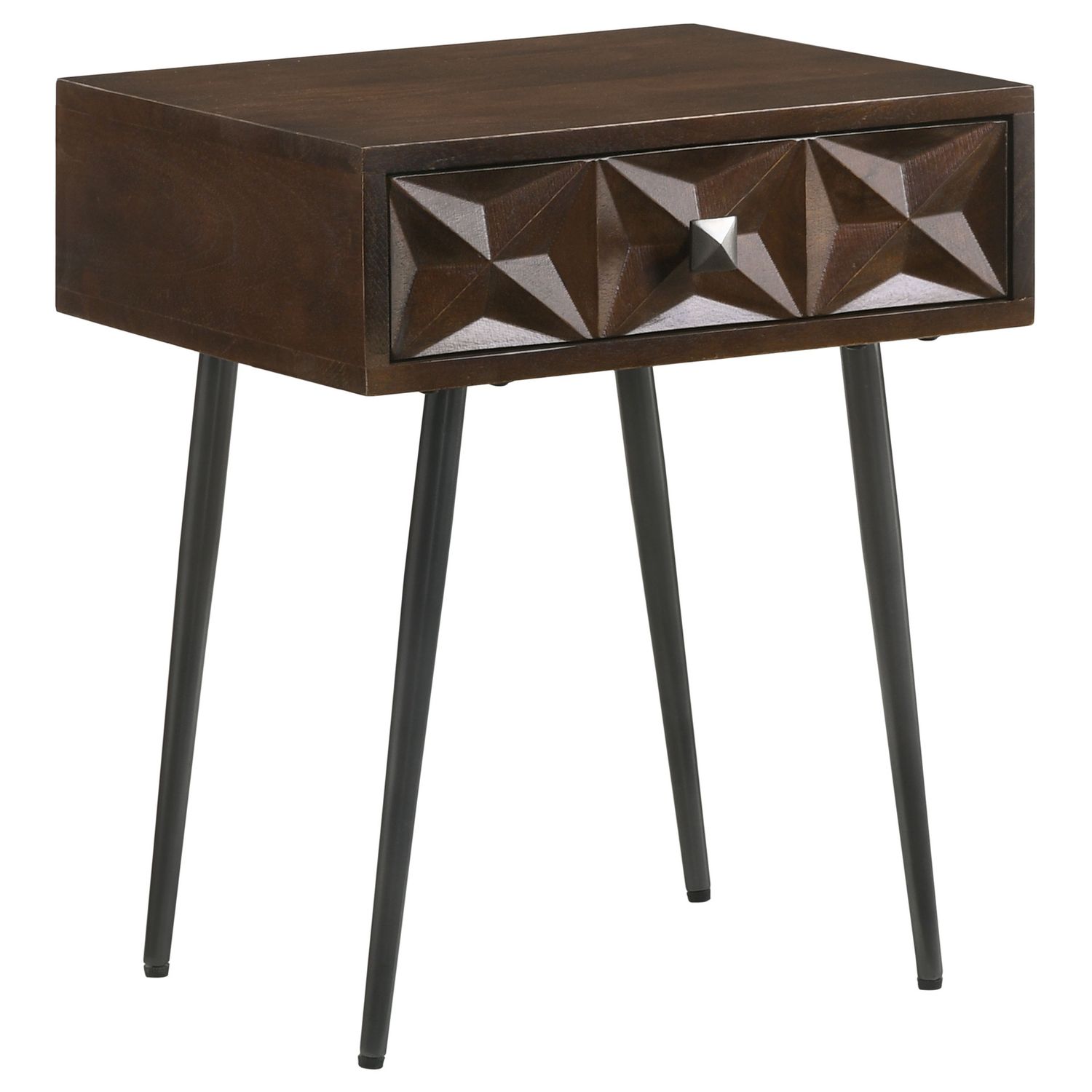 Ezra 1-Drawer Rectangular Accent Side Table, Colour: Coffee Brown