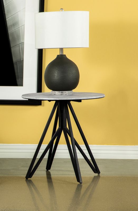 Hadi Round SmartTop Side End Table Cement And Gunmetal