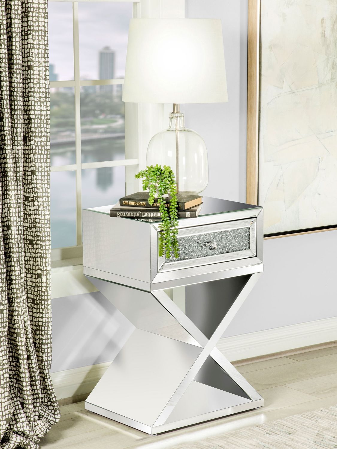 Hazel 1-Drawer Accent Table Mirror