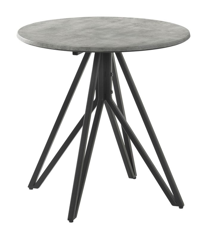 Hadi Round SmartTop Side End Table Cement And Gunmetal