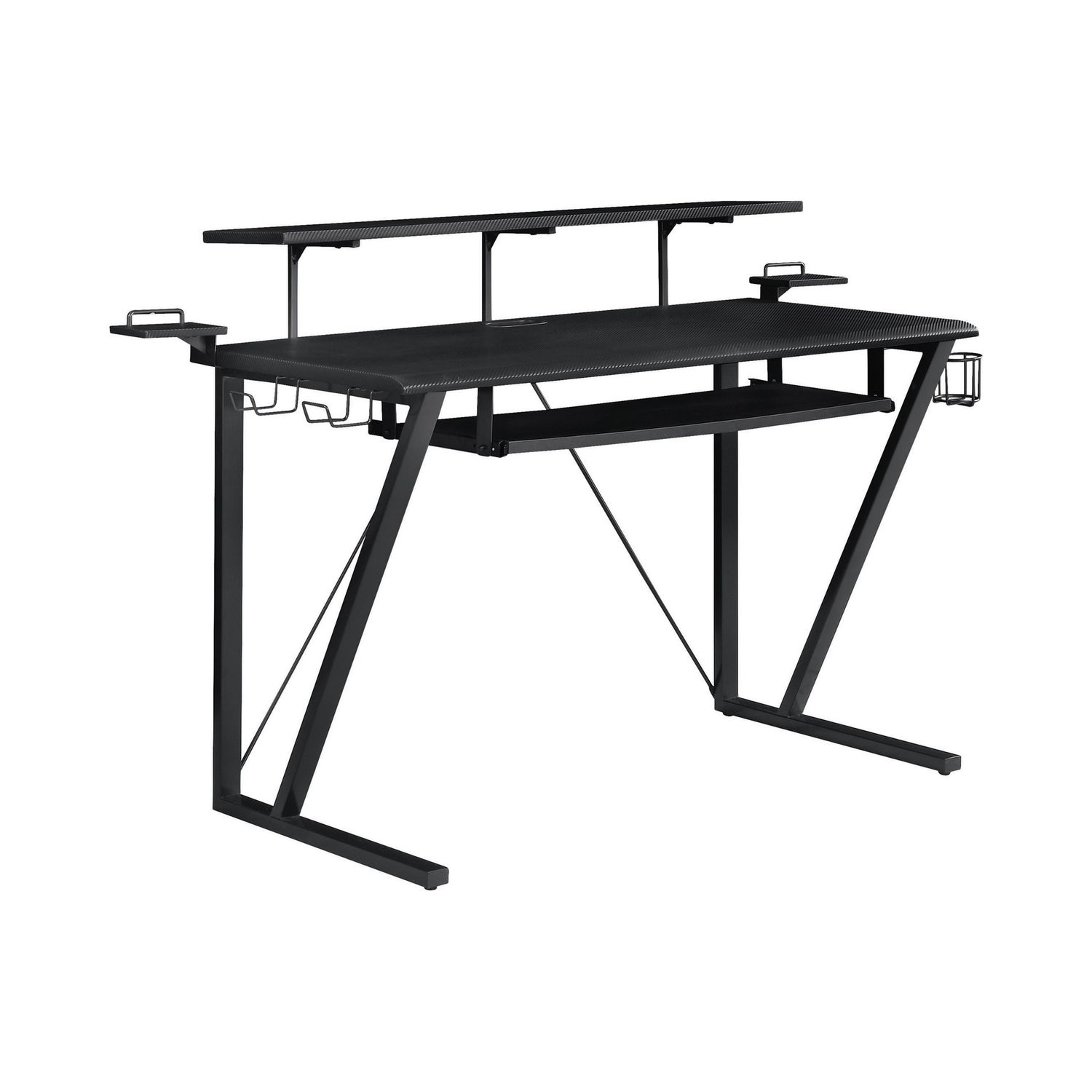Wedalia Gaming Desk With Cup Holder Gunmetal
