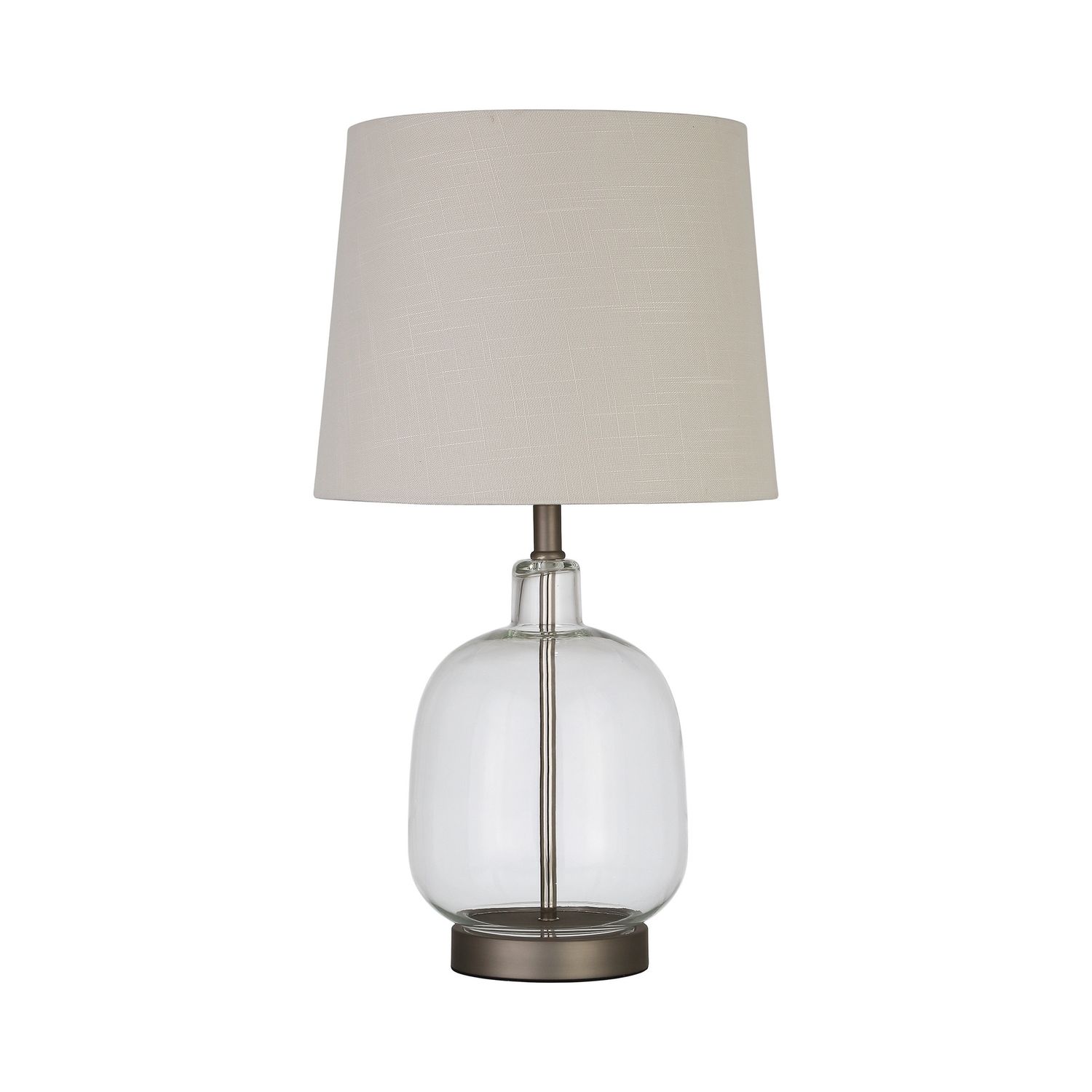 Costner 22-Inch Empire Shade Clear Glass Table Lamp Nickel