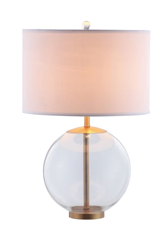 Kenny 27-Inch Drum Shade Clear Glass Table Lamp Brass