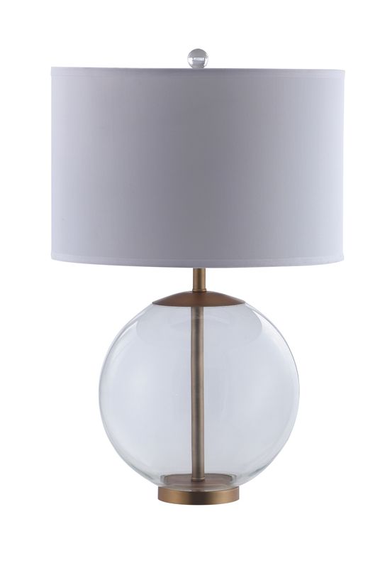 Kenny 27-Inch Drum Shade Clear Glass Table Lamp Brass