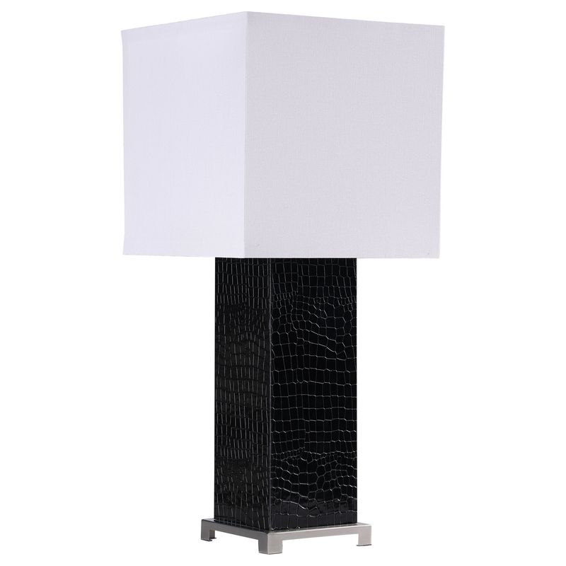 Bridle 25-Inch Square Shade Faux Crocodile Table Lamp Black